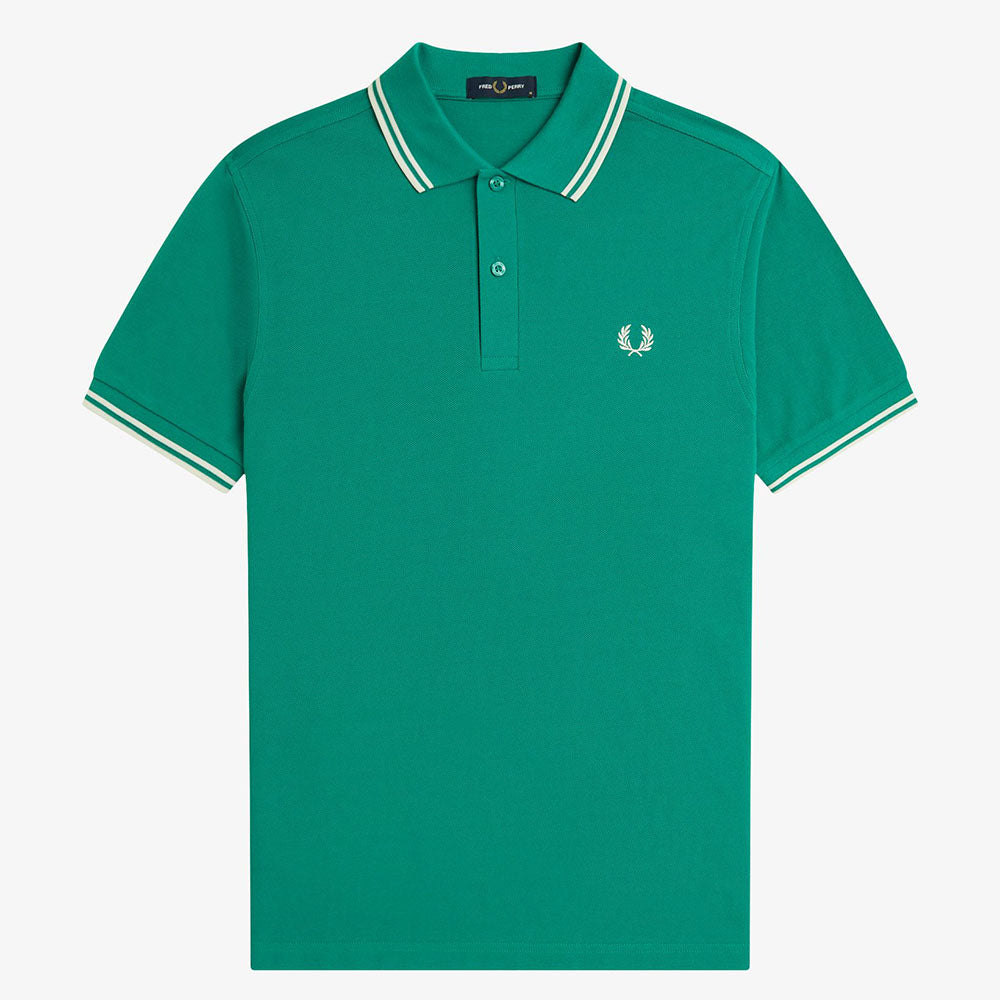 Fred Perry Twin Tipped Polo Shirt - Label Green Ecru