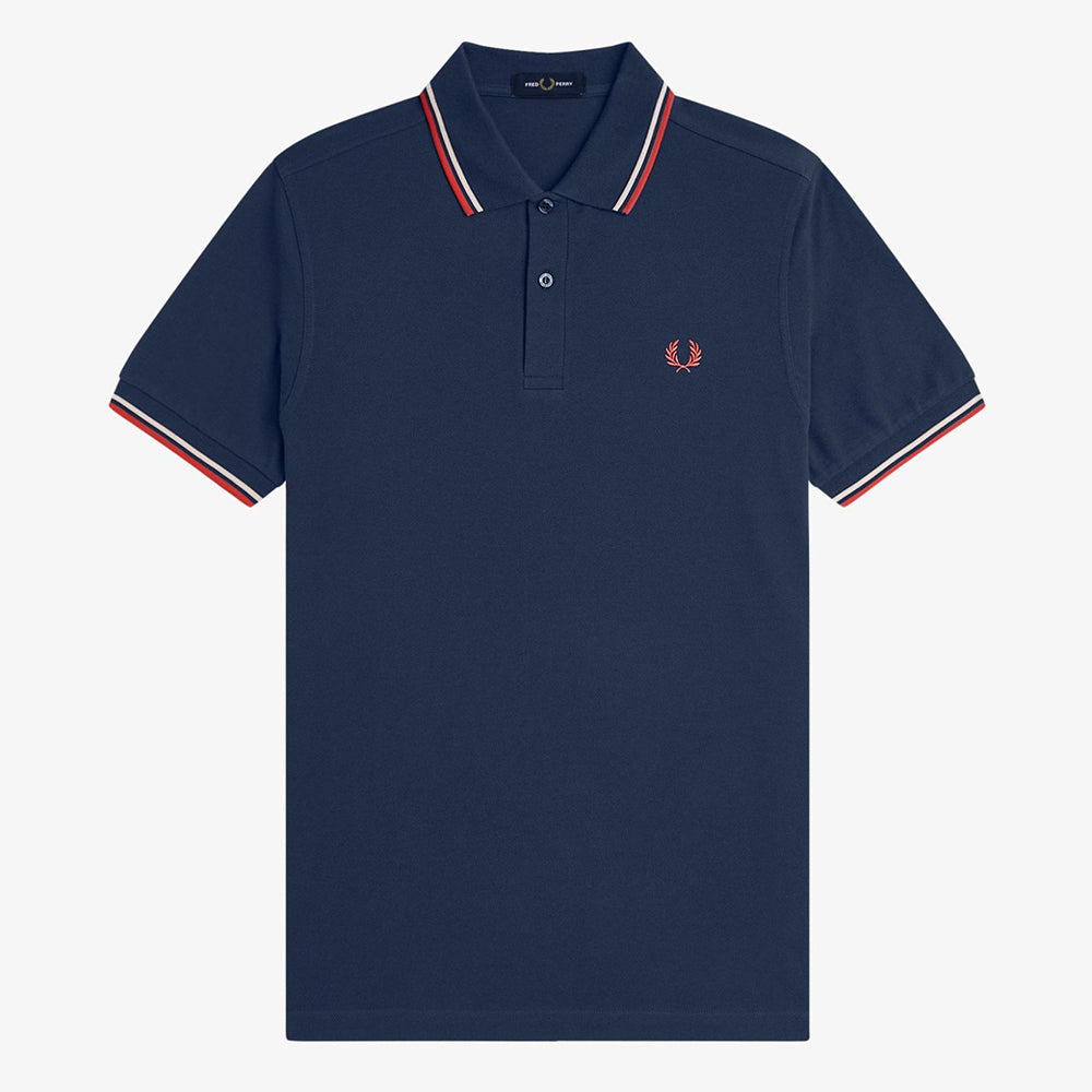 Fred Perry Twin Tipped Polo Shirt - Tennis Blue Silky Peach