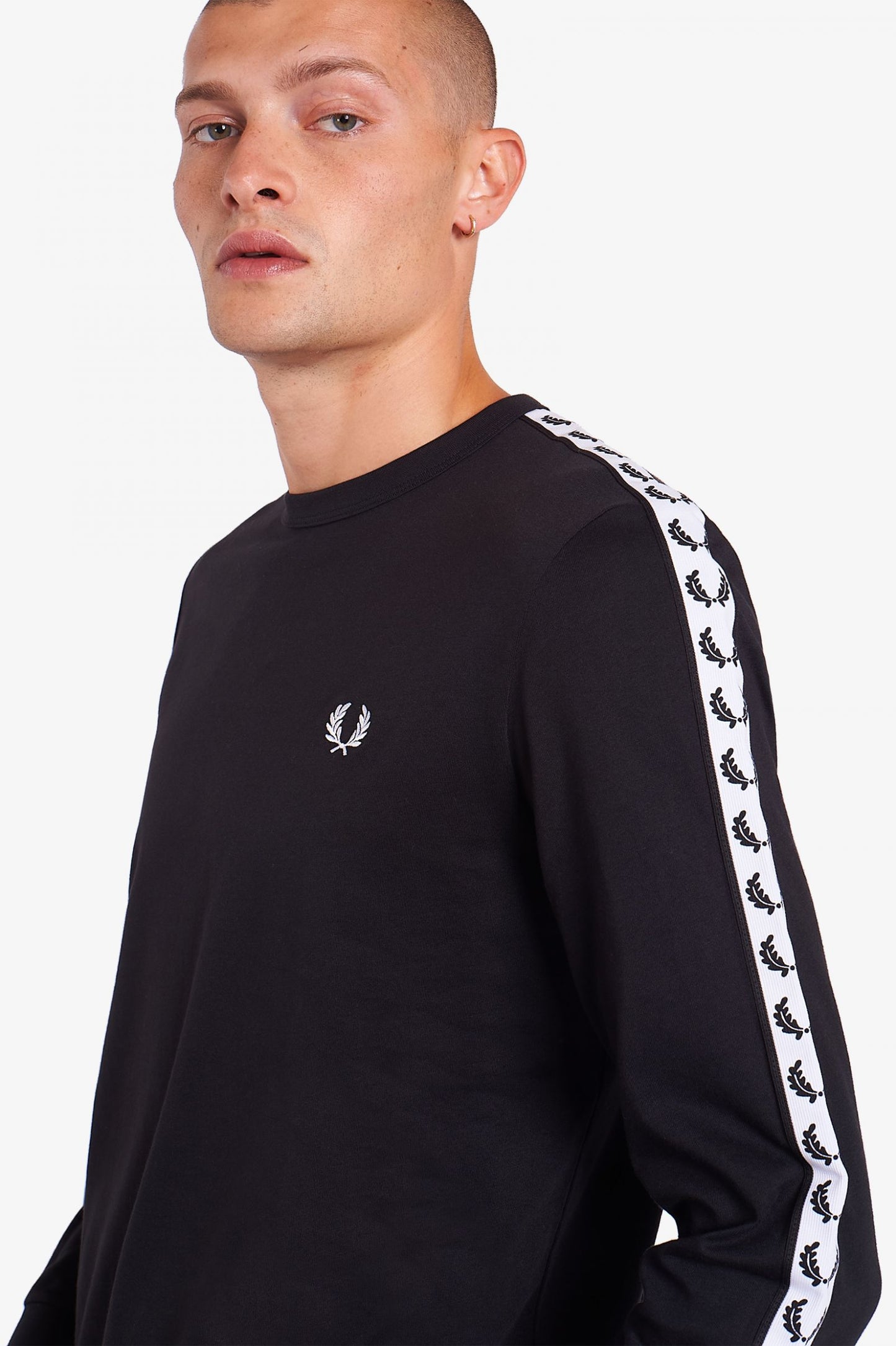 Fred Perry Taped Long Sleeve T-Shirt - Black