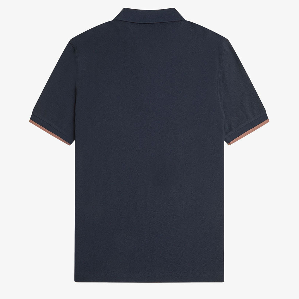 Fred Perry Crepe Pique Zip Neck Shirt - Navy