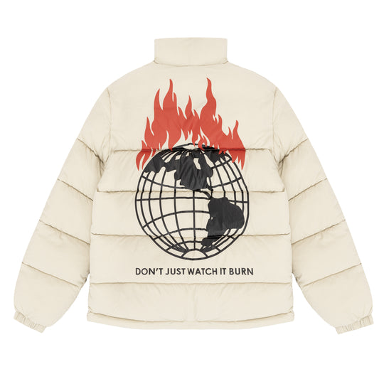 Obey x Napapijri Don't Just Watch It Burn Puffer Jacket - Cream