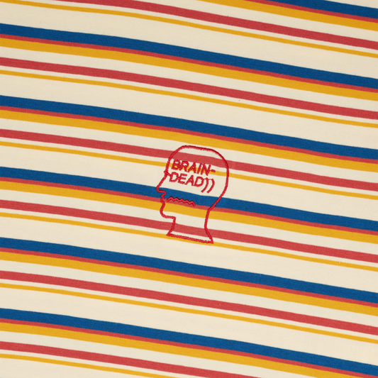 Brain Dead Nineties Blocked Striped T-Shirt - Cream