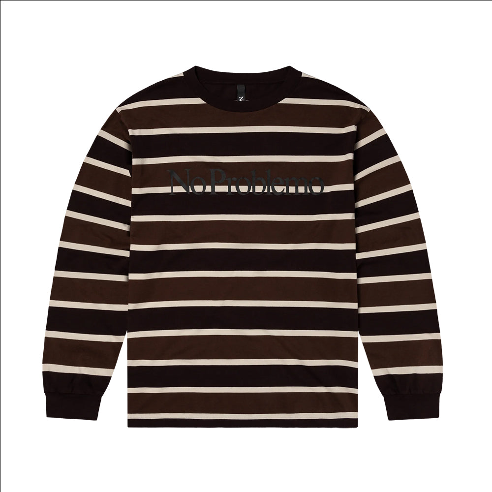 No Problemo No Problemo Striped LS Tee - Brown