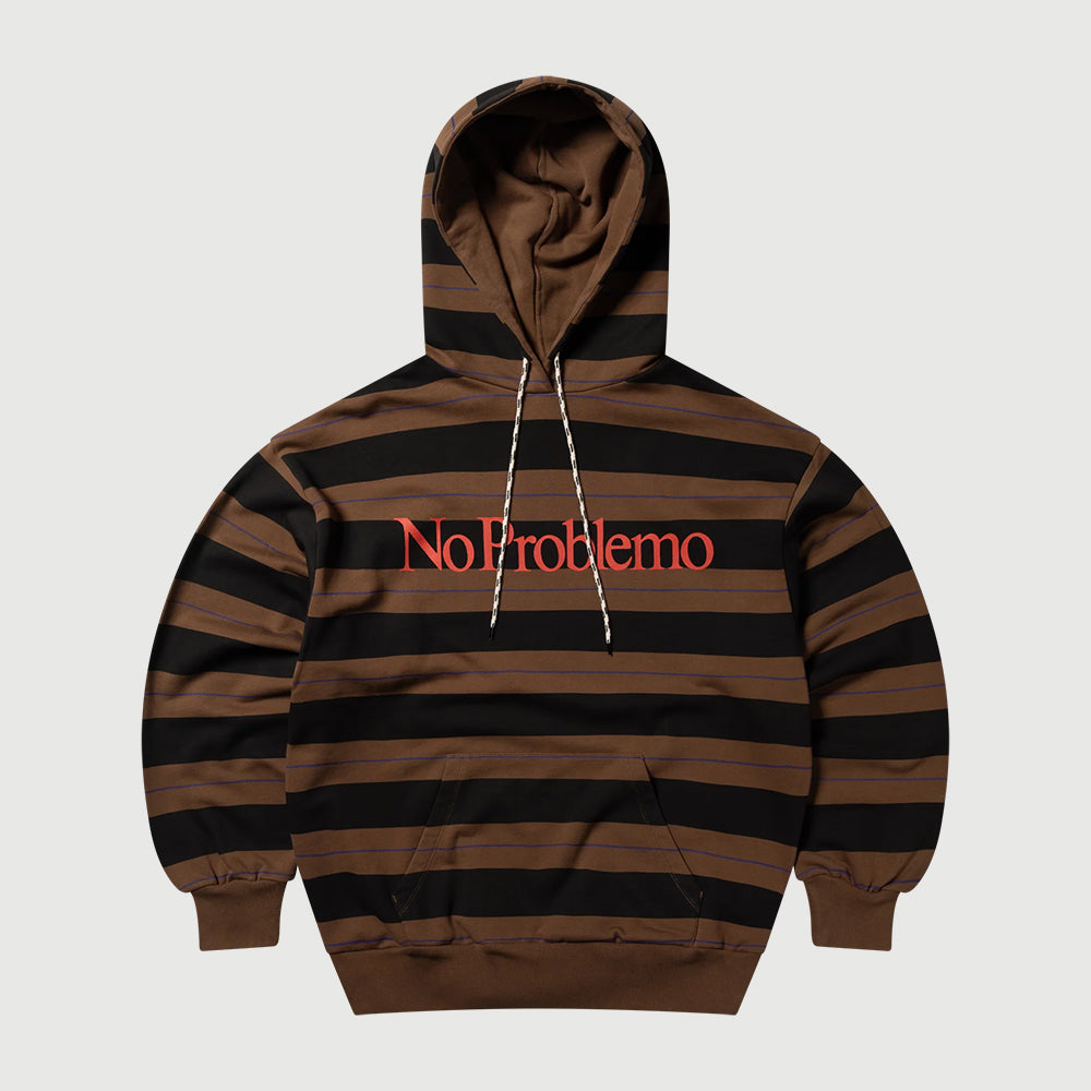 No Problemo Striped Hoodie - Brown