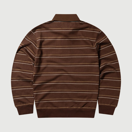 No Problemo Striped LS Rugby Shirt - Brown