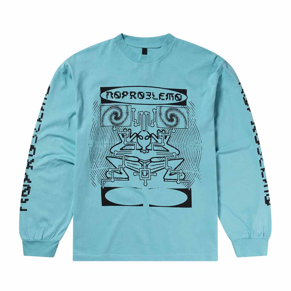 No Problemo Braniac LS Tee - Aqua