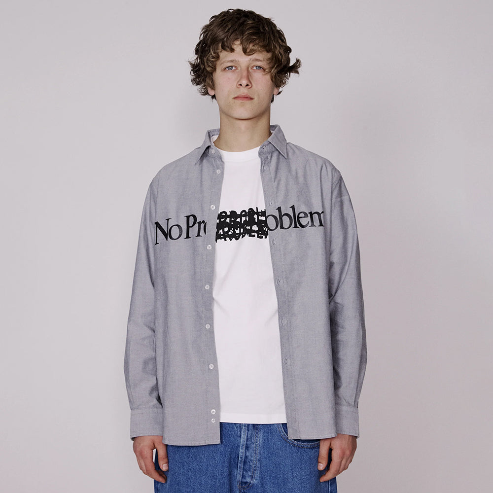 No Problemo LS Oxford Shirt - Charcoal – Dogfish Menswear