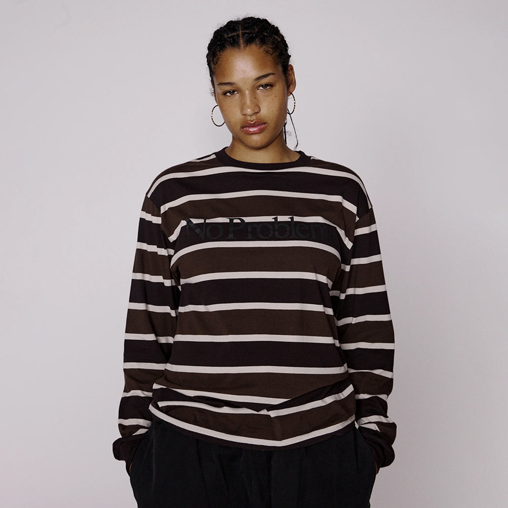 No Problemo No Problemo Striped LS Tee - Brown