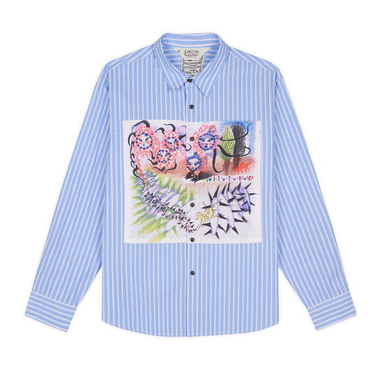 Brain Dead Omer Striped Oxford BU Shirt - Blue