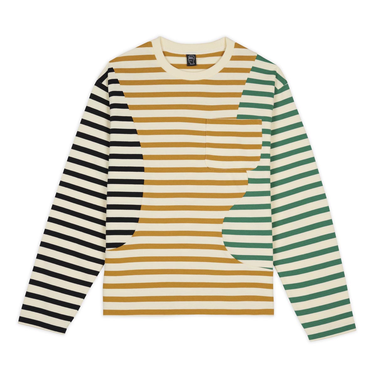 Brain Dead Organic Paneled Stripe LS Tee - Cream