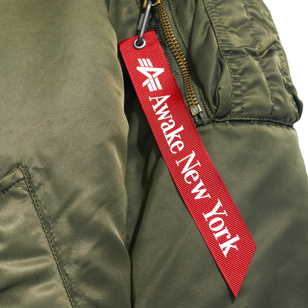 Awake NY MA-1 Knit Trimmed Washed Bomber Jacket - Olive