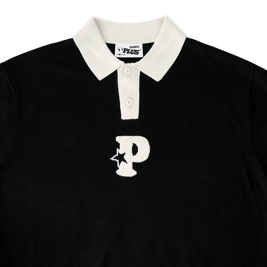 PAWA P Knit Polo - Black White
