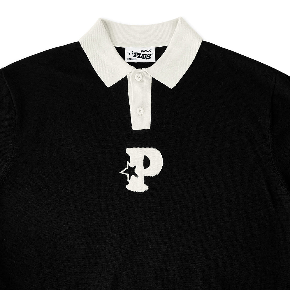 PAWA P Knit Polo - Black White