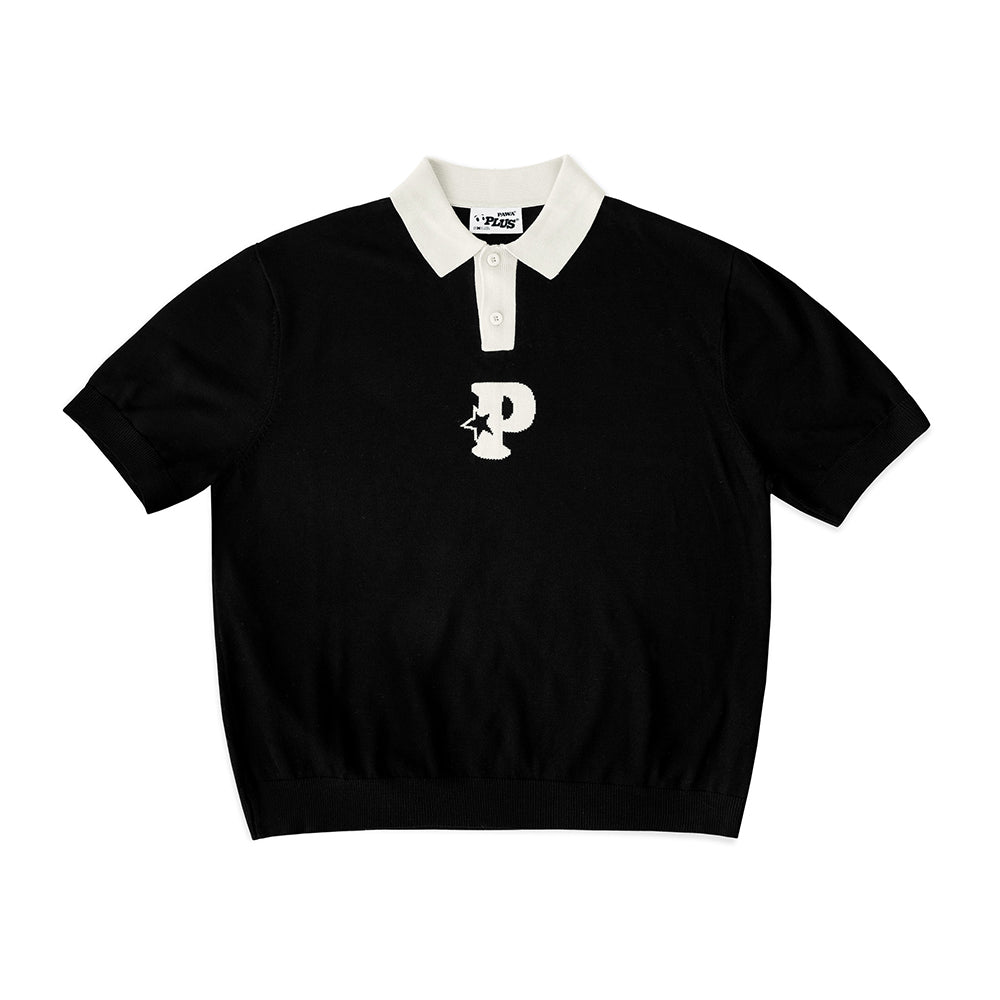 PAWA P Knit Polo - Black White