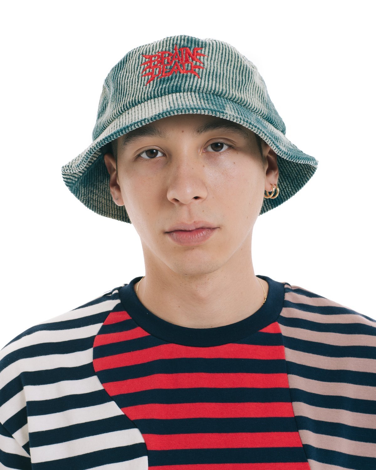 Brain Dead Spikey Bleached Cord Bucket Hat - Mallard Green