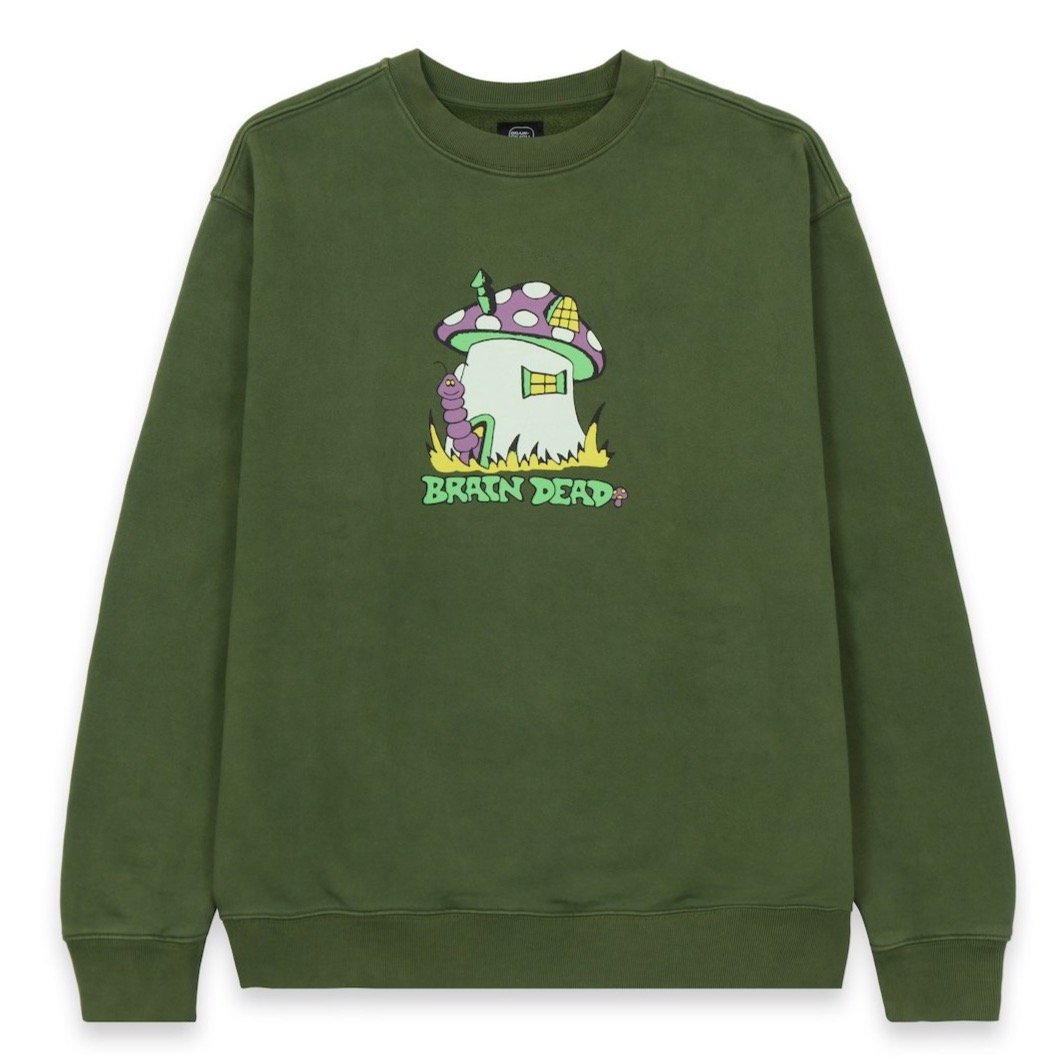 Brain Dead Mushroom House Sweatshirt - Olive