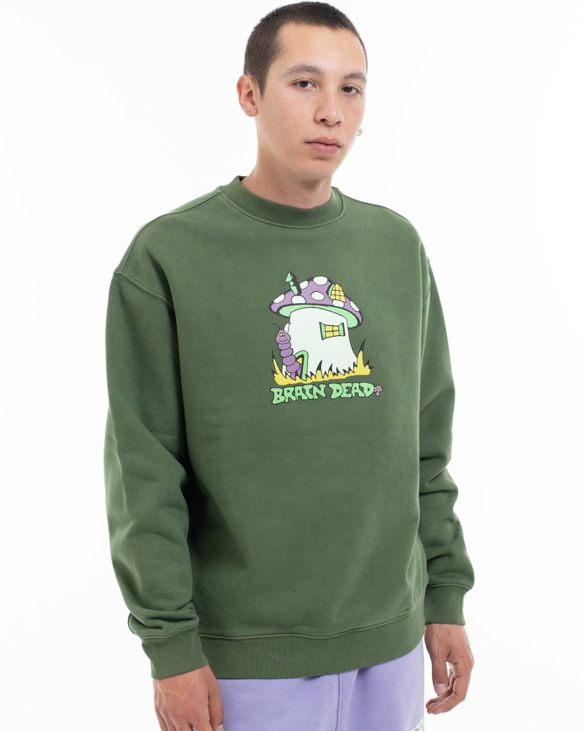 Brain Dead Mushroom House Sweatshirt - Olive