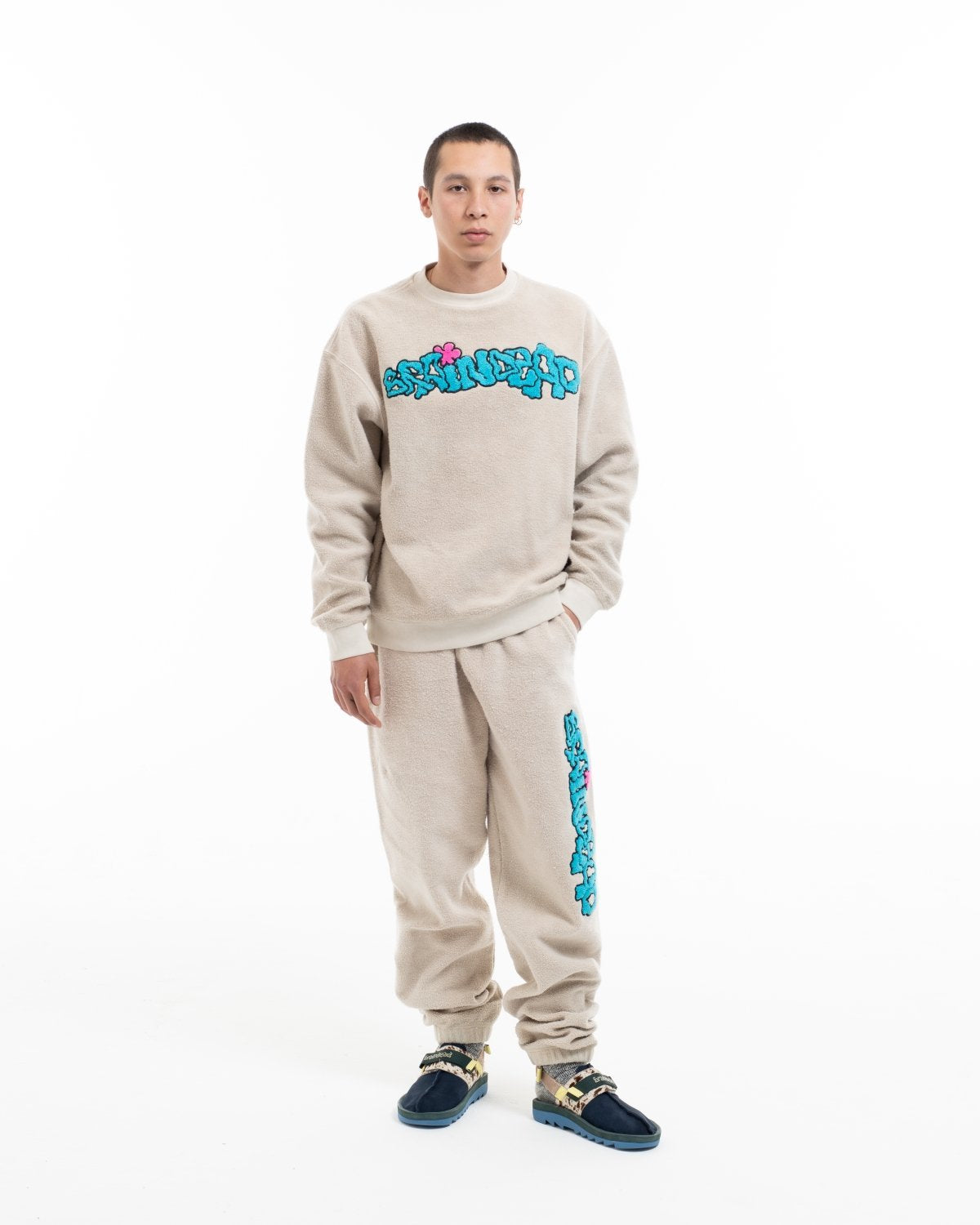 Brain Dead Slime Reverse Fleece Sweatshirt - Natural