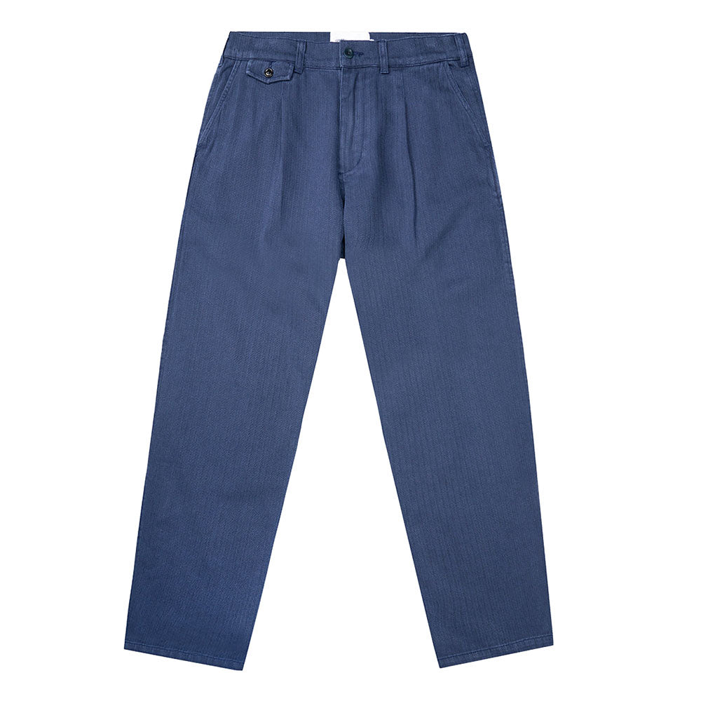 General Admission Herringbone Pleated Pant - Navy