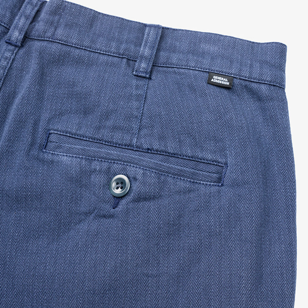 General Admission Herringbone Pleated Pant - Navy