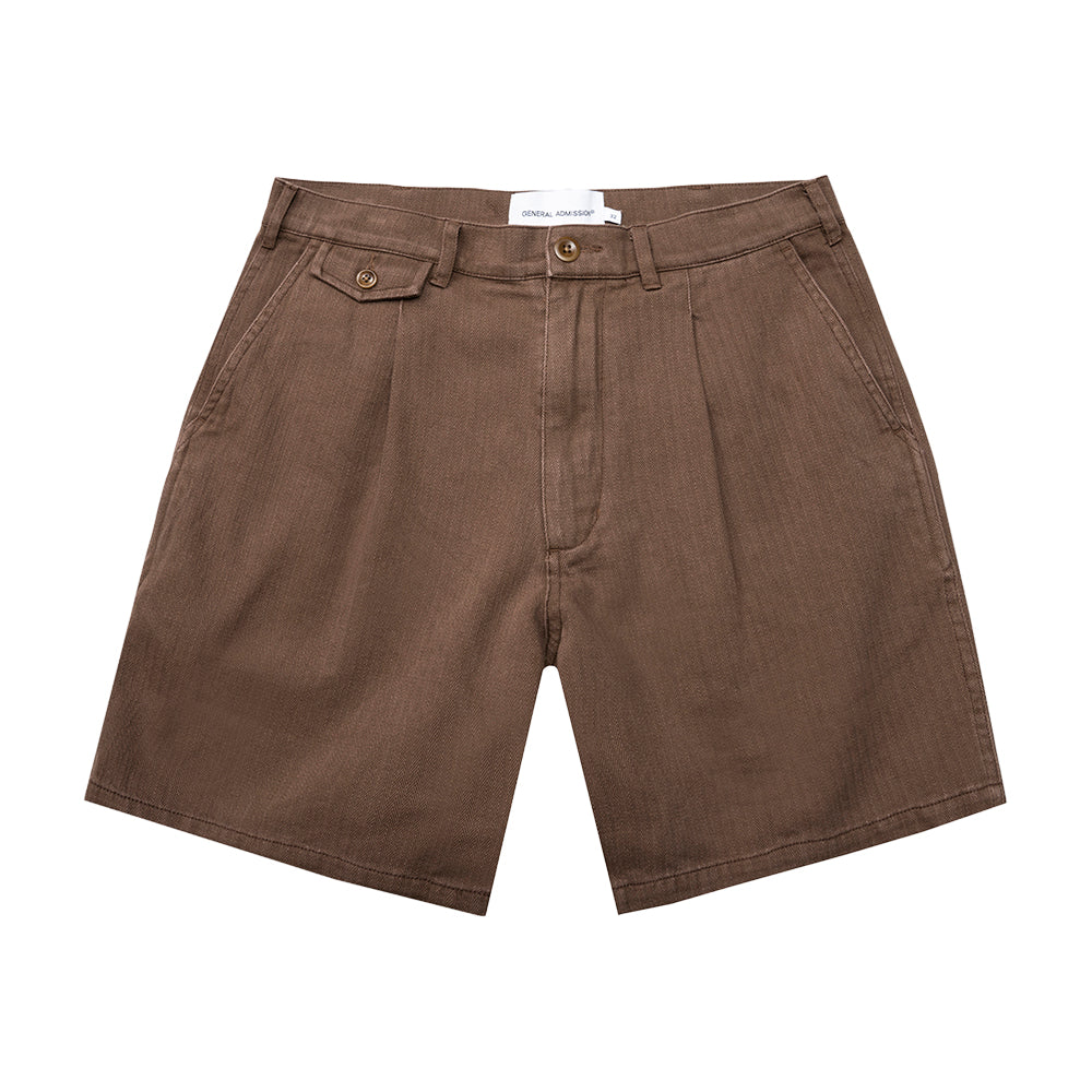 General Admission Pleated Shorts - Brown