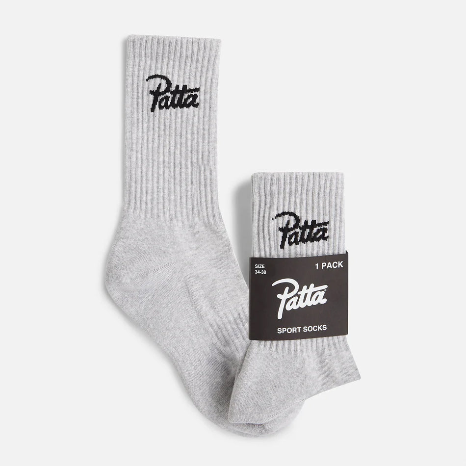 Patta Script Logo Sports Socks - Grey Melange