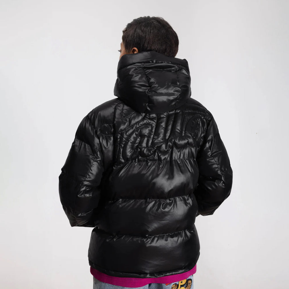 Patta Quilted Script Logo Puffer - Black