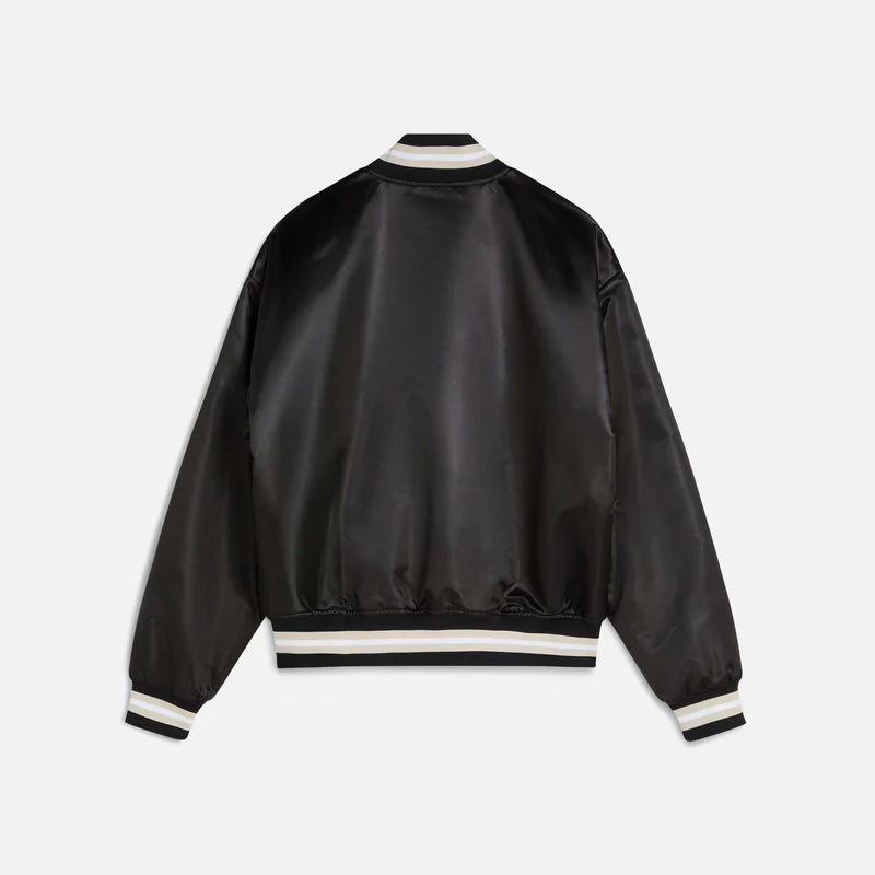 Patta Script Logo Satin Varsity Jacket - Black