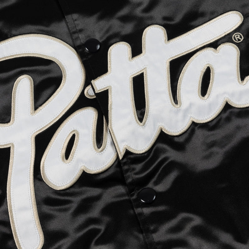 Patta Script Logo Satin Varsity Jacket - Black