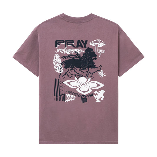 Powers Pray Collage T-Shirt - Plum