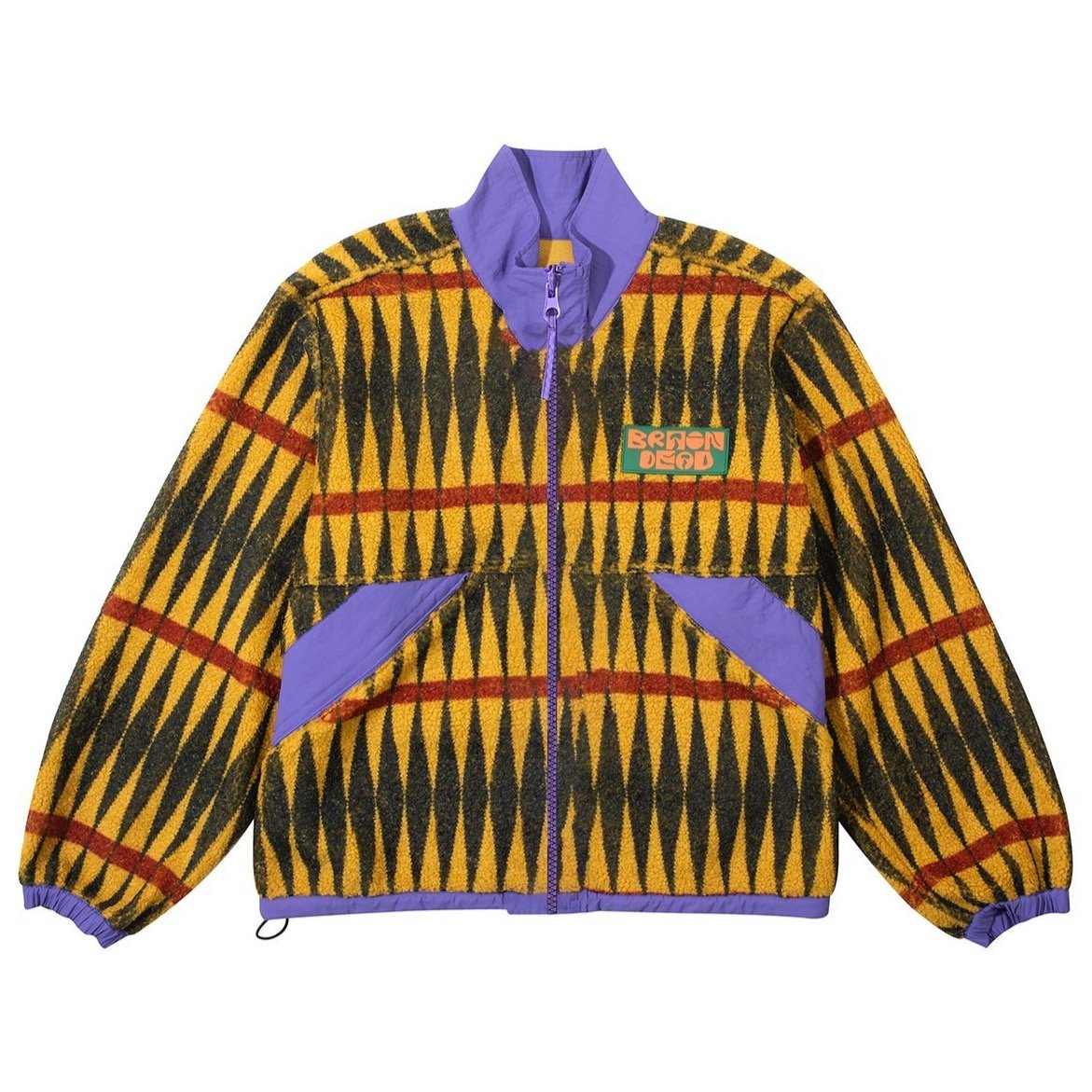 Brain Dead Configuration Printed Sherpa Jacket - Mustard