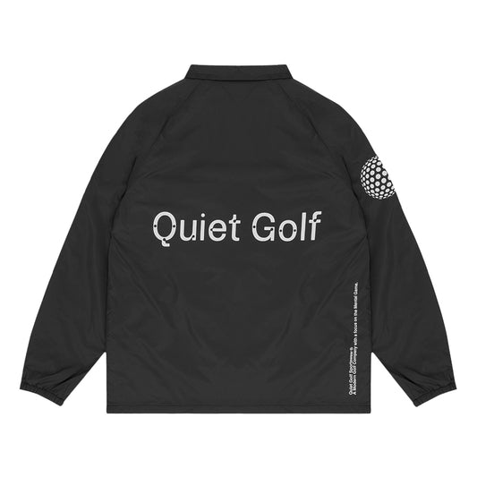 Quiet Golf Typeface Coach Jacket - Black