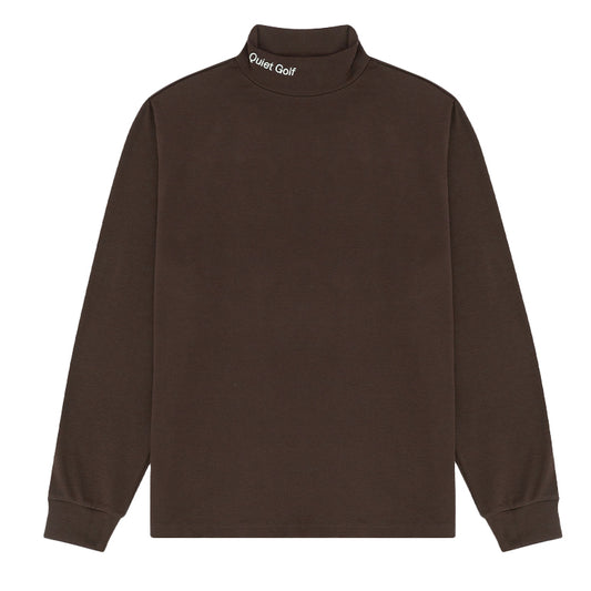Quiet Golf Wordmark Mock Neck - Brown