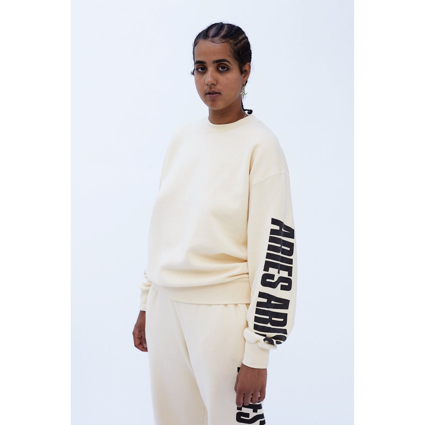 Aries Arise Press Gothic Sweatshirt - Alabaster