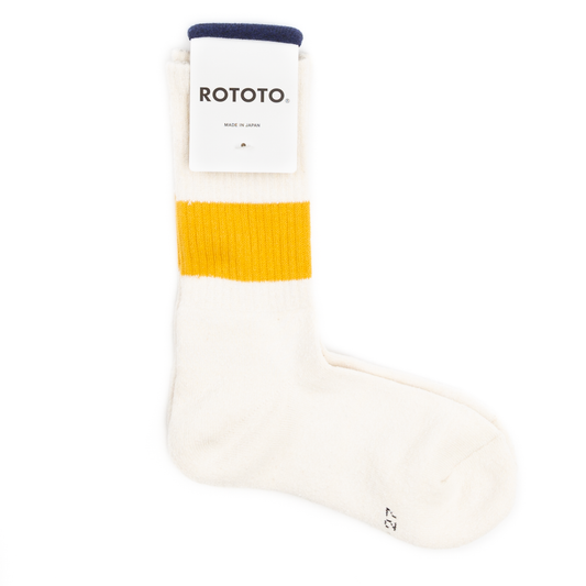 RoToTo Classic Crew Silk Socks - Ivory D. Yellow