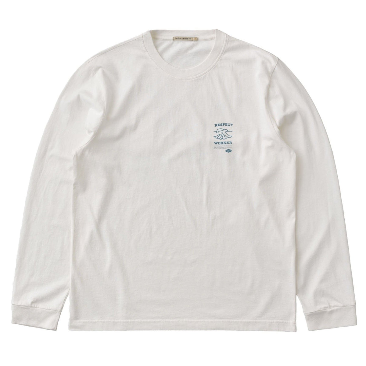 Nudie Jeans Co. Rudi Blueprint LS T-Shirt - Chalk White