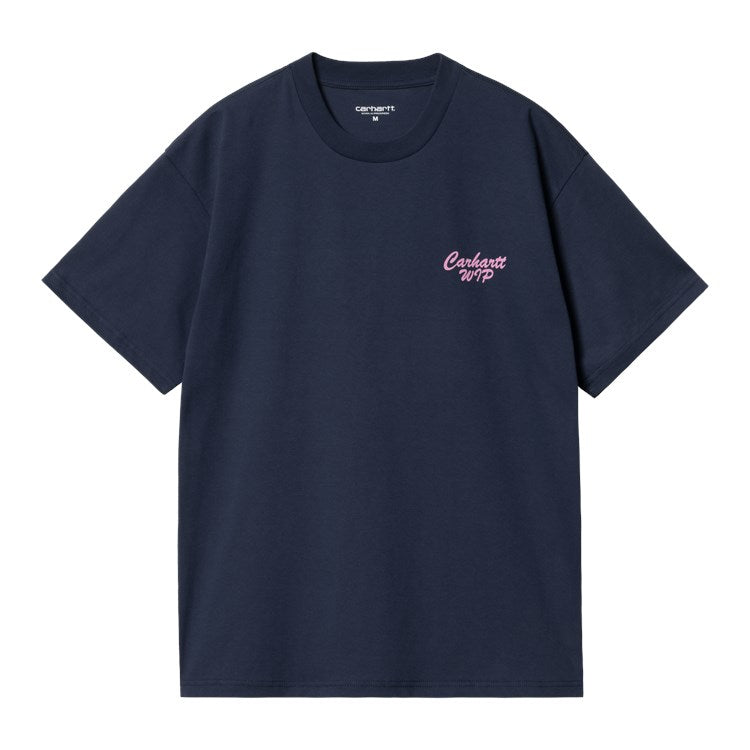 Carhartt WIP S/S Friendship T-Shirt - Airforce Blue Light Pink