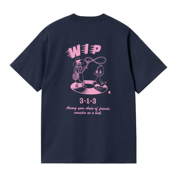 Carhartt WIP S/S Friendship T-Shirt - Airforce Blue Light Pink