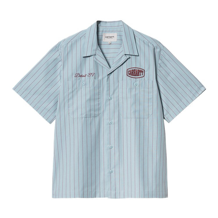 Carhartt WIP S/S Hendry Shirt - Seaton Stripe Frosted Blue