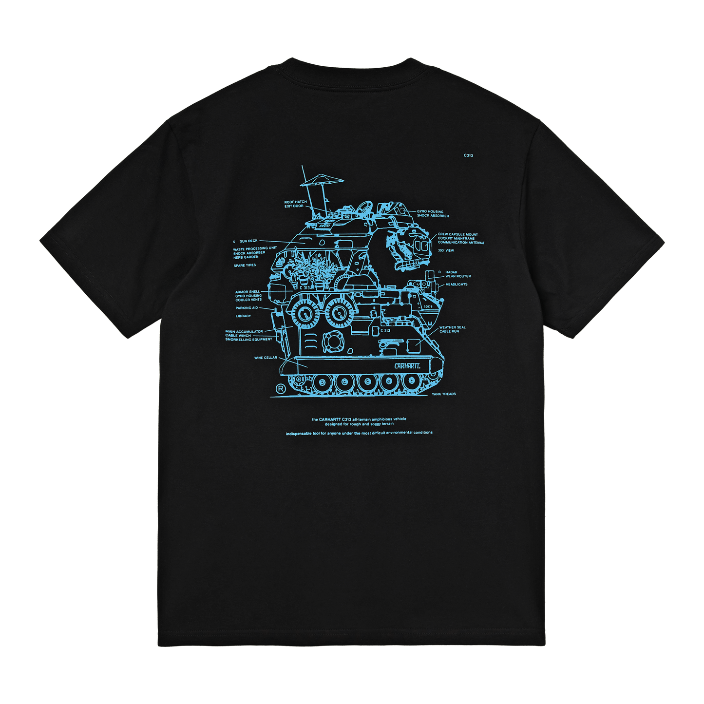Carhartt WIP Blueprint T-Shirt - Black Light Blue