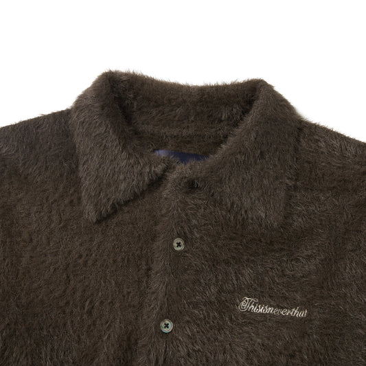 TINT SCT-Logo Shaggy Knit Polo - Brown