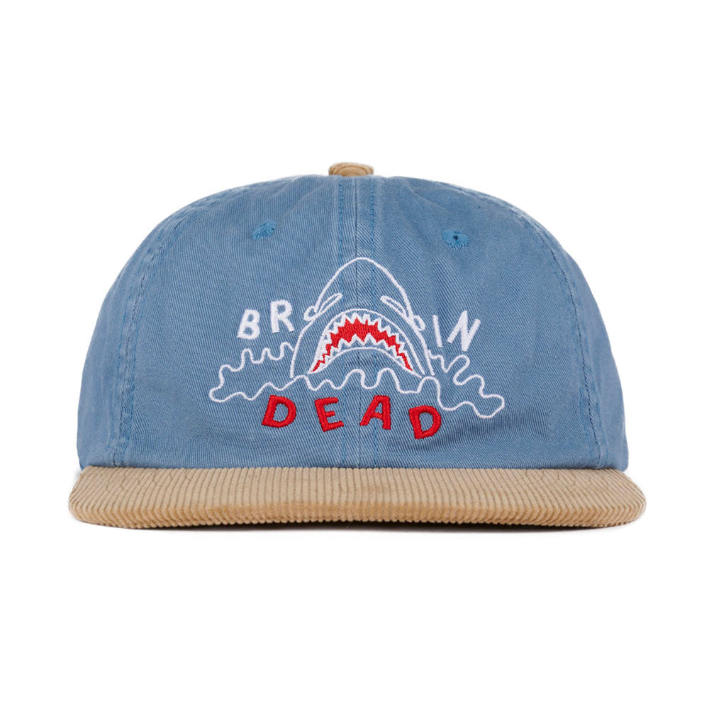 Brain Dead Shark Attack 6 Panel Hat - Navy Khaki