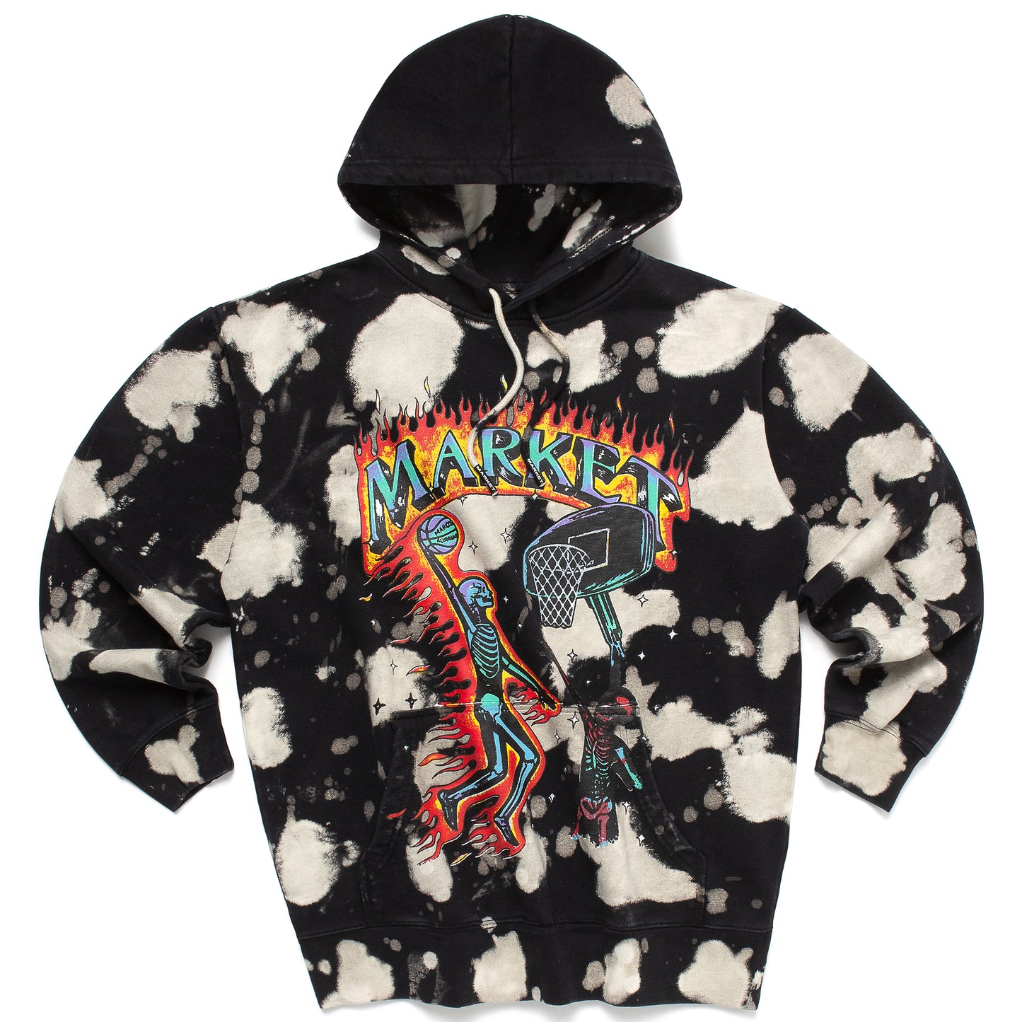 MARKET Skelly Digi Dunk Tie Dye Hoodie - Black