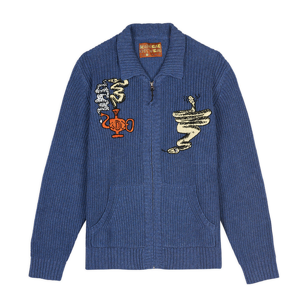 Snake Charmer Zip Up Cardi - Blue