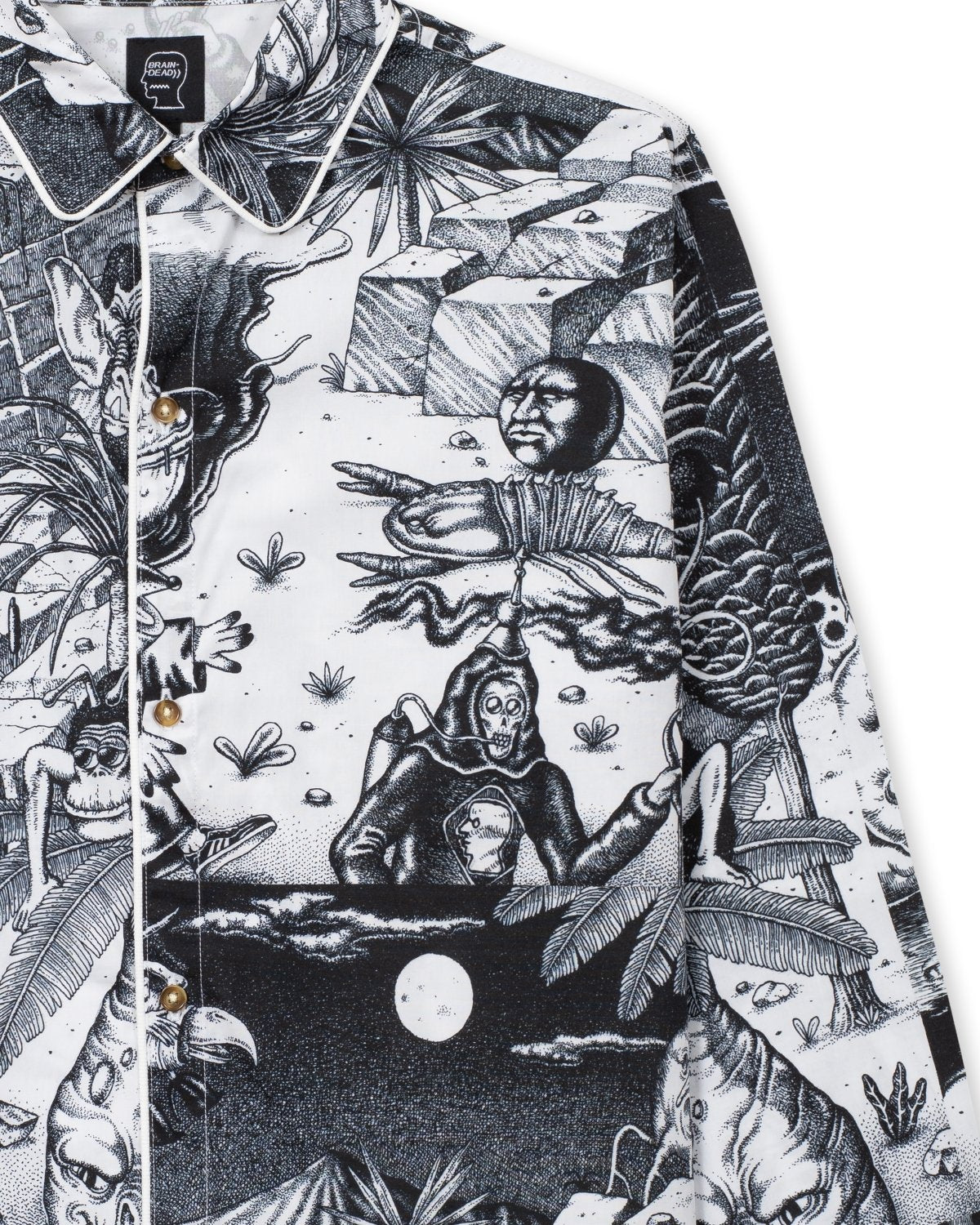 Brain Dead Wild Things Pyjama Top - Black White