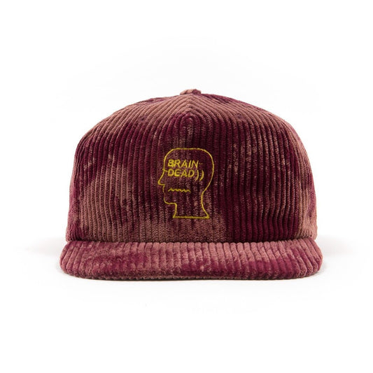 Brain Dead Bleached Cord Logo Hat - Burgundy