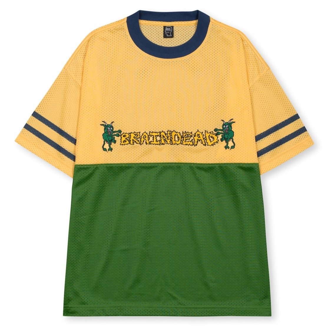 Brain Dead Paneled Football Mesh Shirt - Yellow