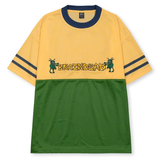 Brain Dead Paneled Football Mesh Shirt - Yellow
