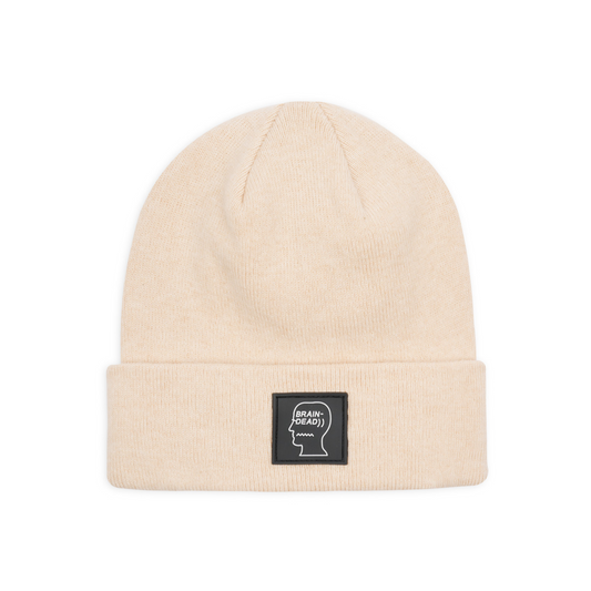 Brain Dead Logo Head Wool Beanie - Cream