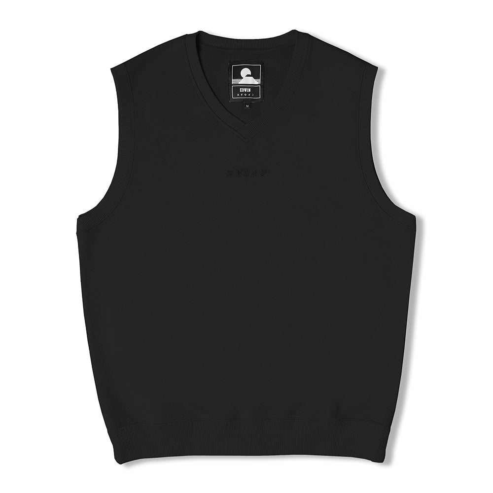 Edwin Katakana Vest - Black Garment Washed